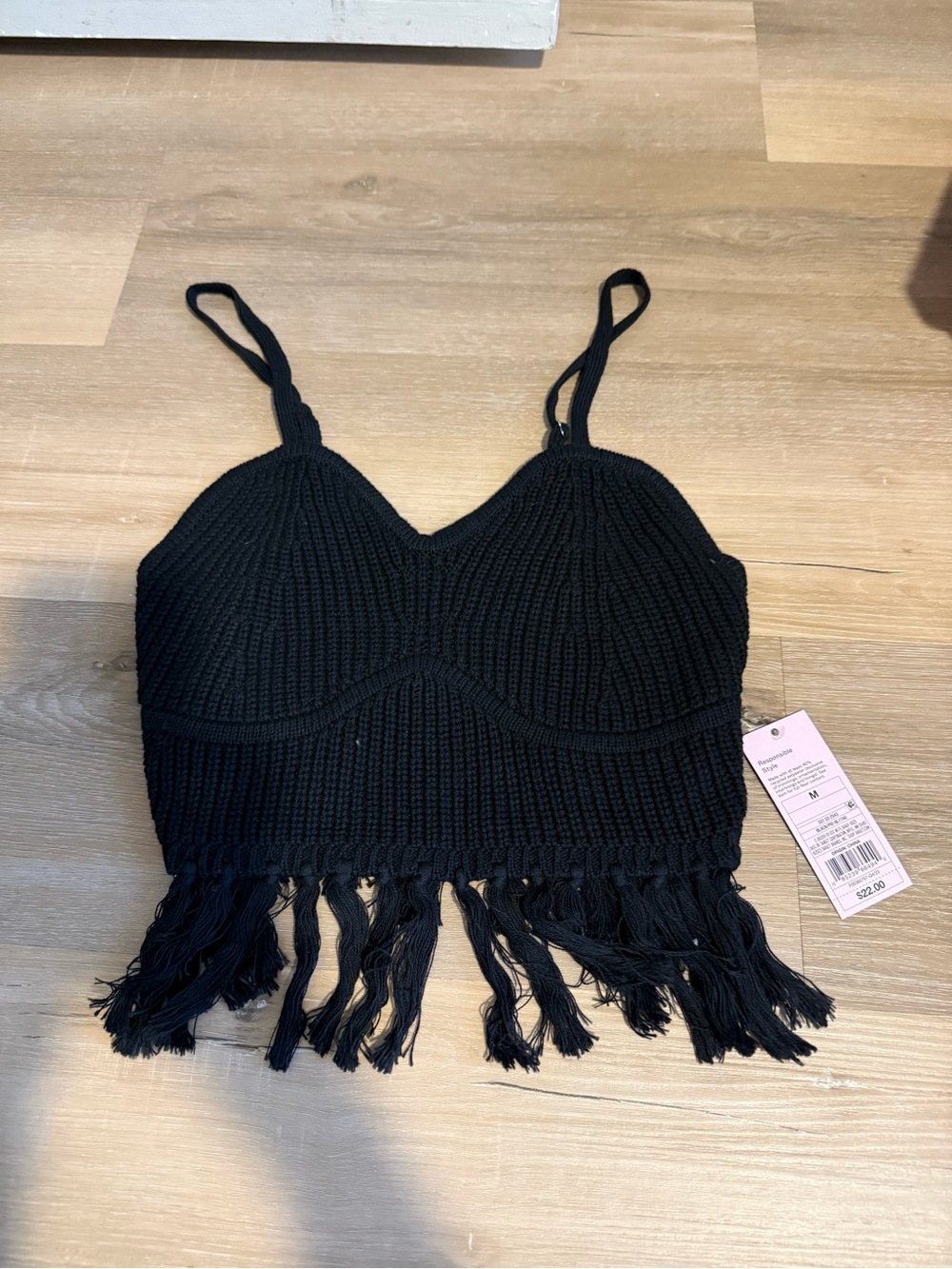 Target Black Knit Fringe Cami Tank Top